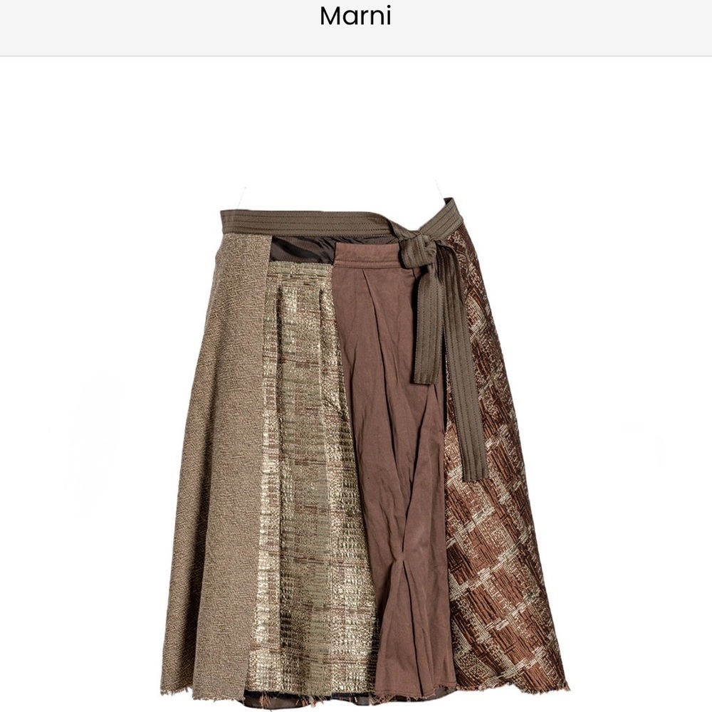 Marni Multi-Brown Patchwork A-Line Skirt
